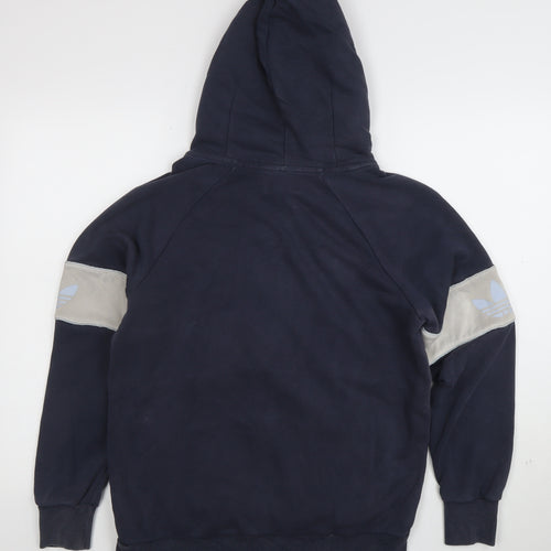 Adidas Womens Navy 1/2 Zip Hoodie Size 12 Cotton Blend Pullover