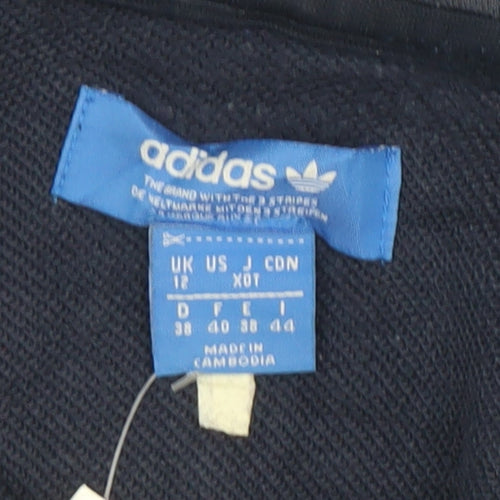 Adidas Womens Navy 1/2 Zip Hoodie Size 12 Cotton Blend Pullover