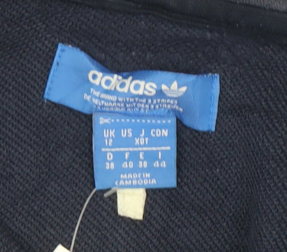 Adidas Womens Navy 1/2 Zip Hoodie Size 12 Cotton Blend Pullover