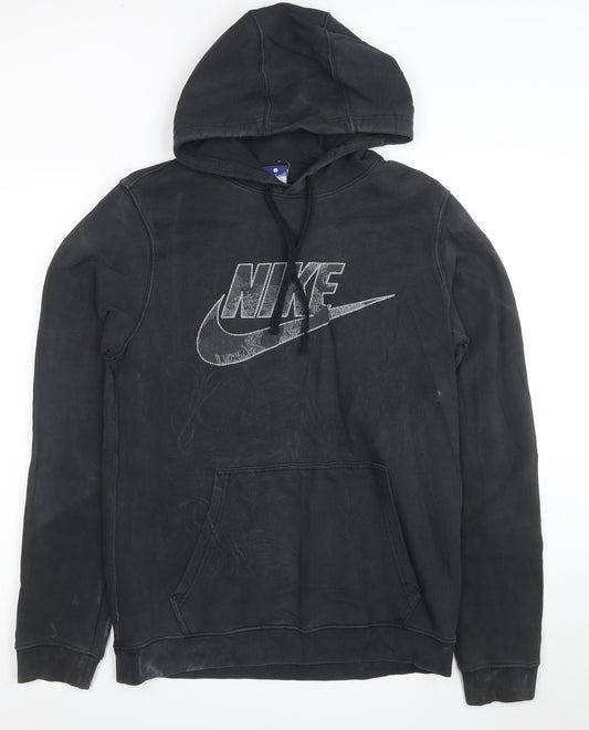 Nike Men's Black Small Pullover Hoodie with Graphic Logo