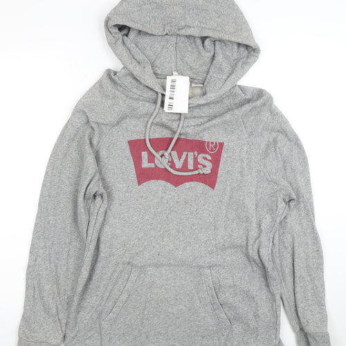 Levi's Men's Grey Pullover Hoodie Small Logo Graphic Cotton