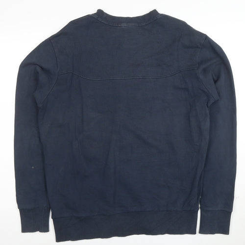 Hugo Boss Men's Blue Embroidered Logo Crew Neck Sweatshirt L