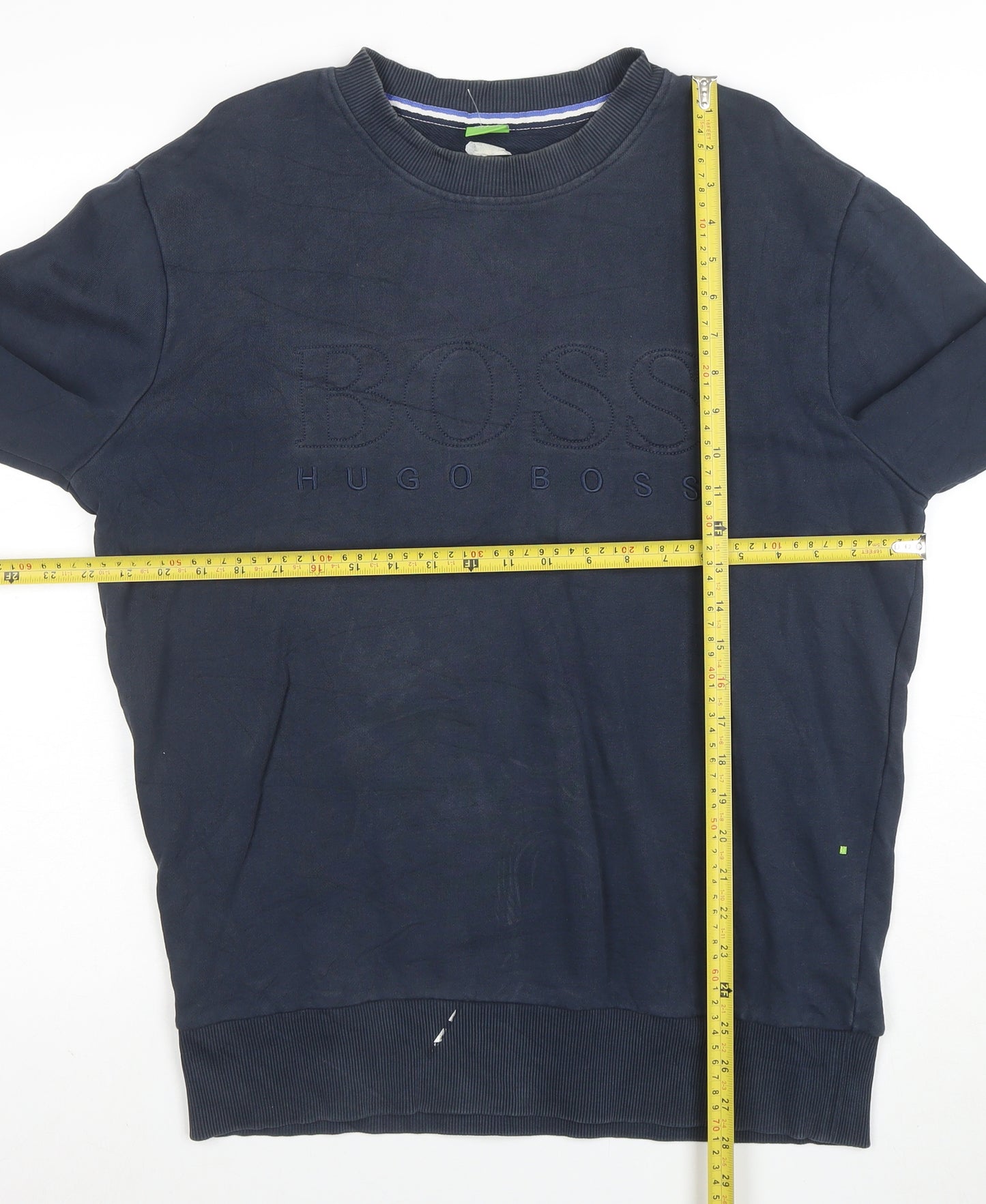 Hugo Boss Men's Blue Embroidered Logo Crew Neck Sweatshirt L
