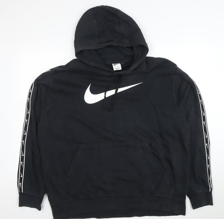 Nike Women Black XL Pullover Hoodie with Logo and Drawstring
