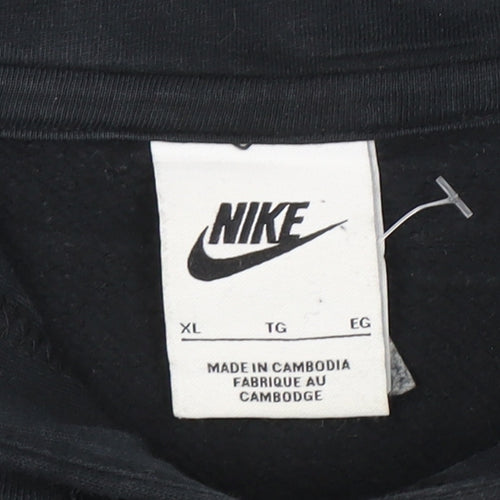 Nike Women Black XL Pullover Hoodie with Logo and Drawstring