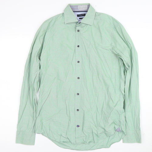 Tommy Hilfiger Men’s Green Slim Fit Long Sleeve Button-Up Shirt Size 15.75