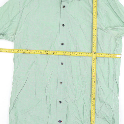 Tommy Hilfiger Men’s Green Slim Fit Long Sleeve Button-Up Shirt Size 15.75