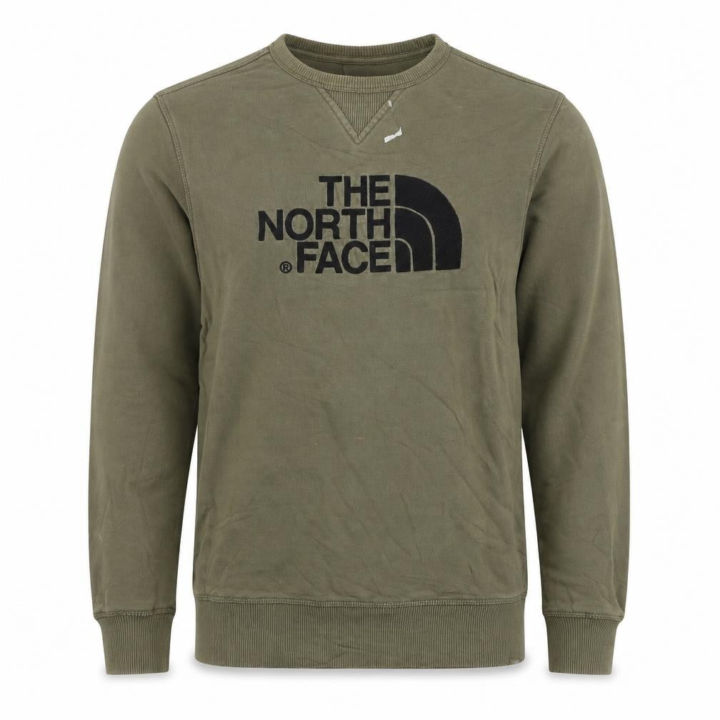 Front view of The North Face Men's Green Crew Neck Logo Sweatshirt, size S