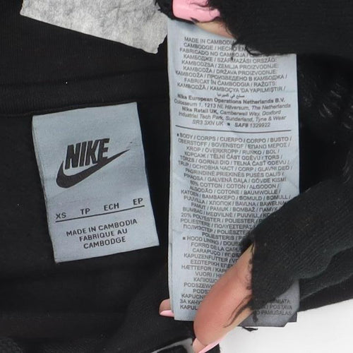Nike Men's Black Pullover Hoodie XS Regular Fit Fleece Logo