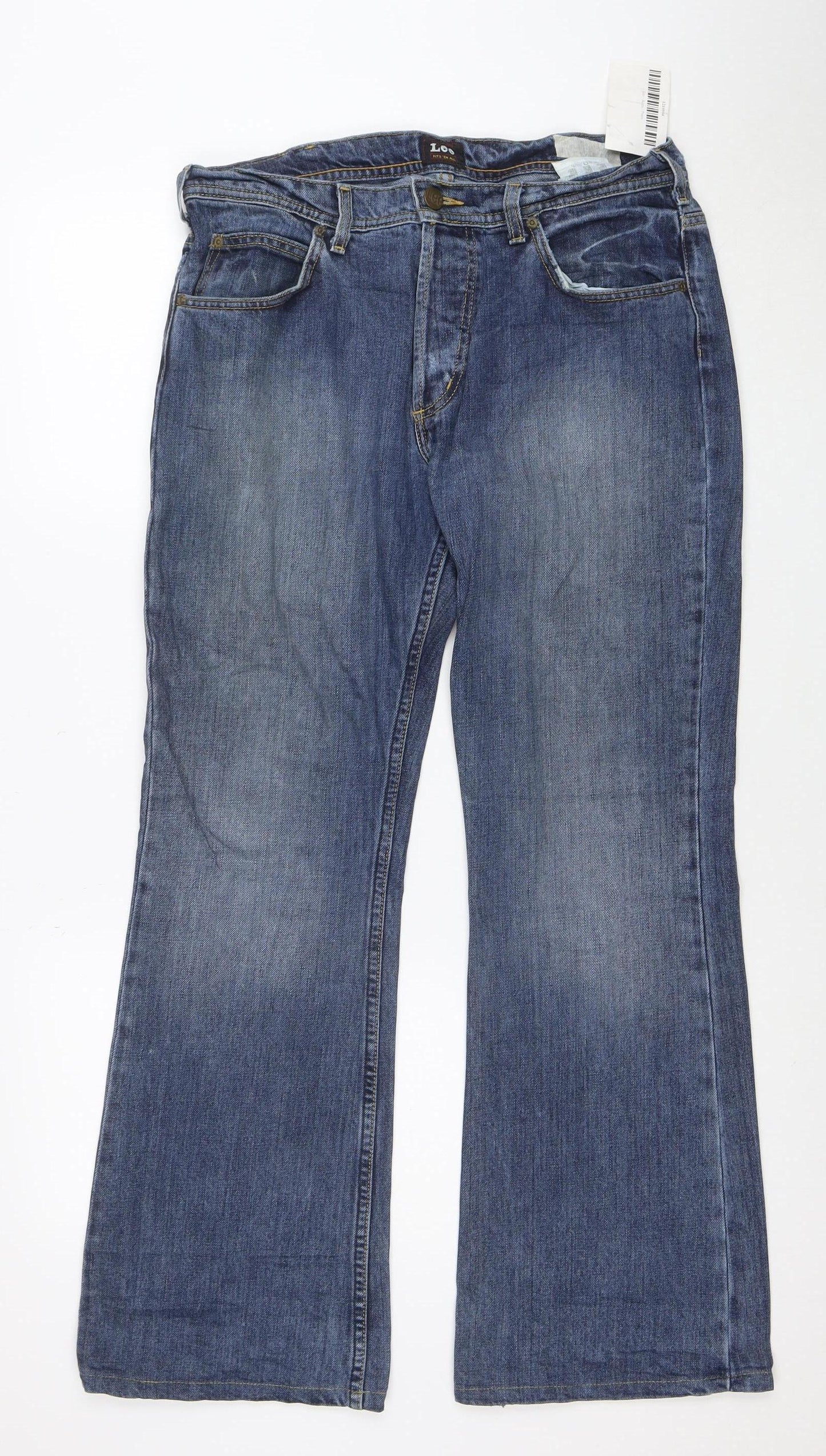 Lee Men's Blue Denim Straight Leg Jeans W33 L30 Regular Fit