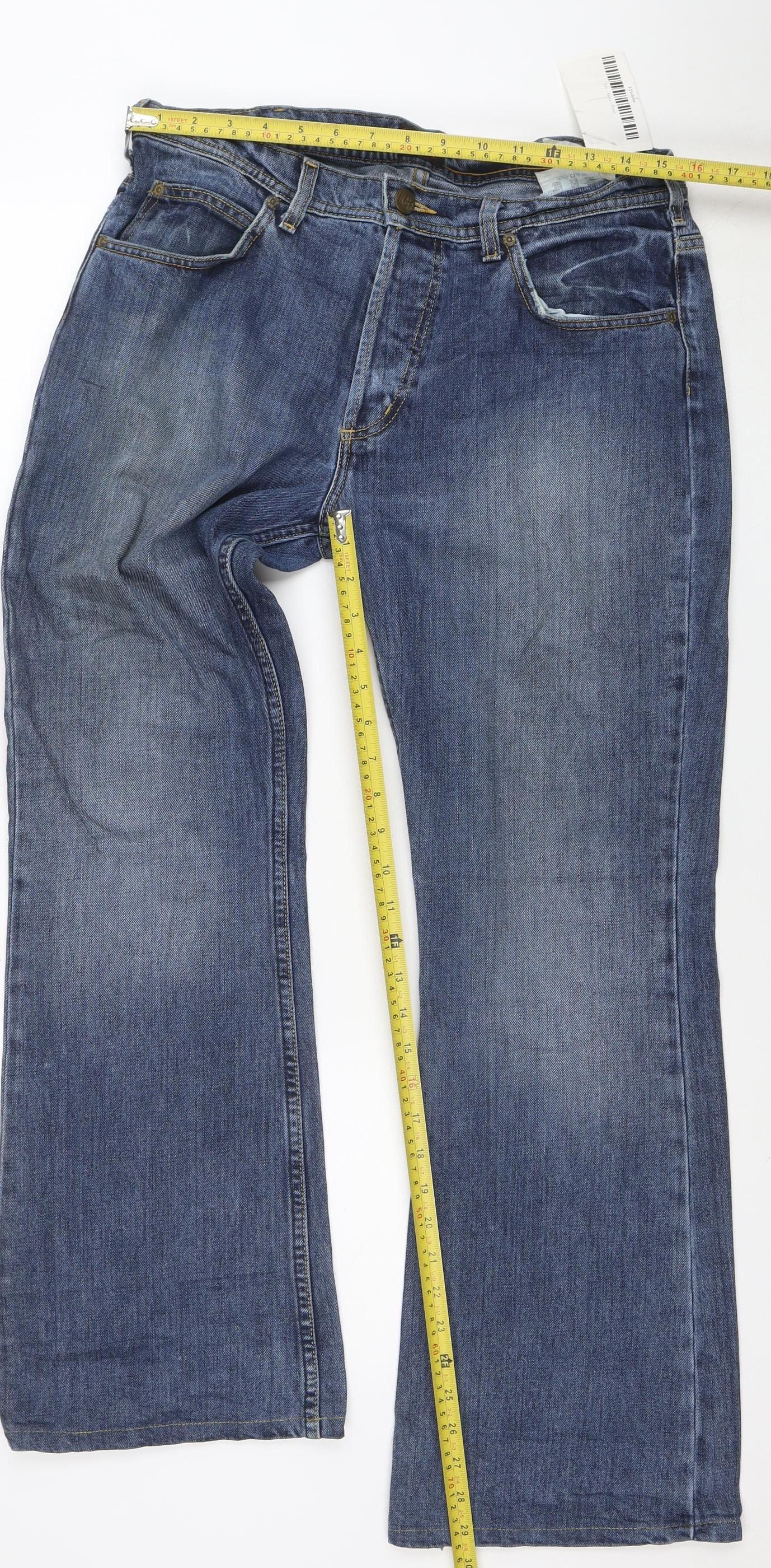 Lee Men's Blue Denim Straight Leg Jeans W33 L30 Regular Fit
