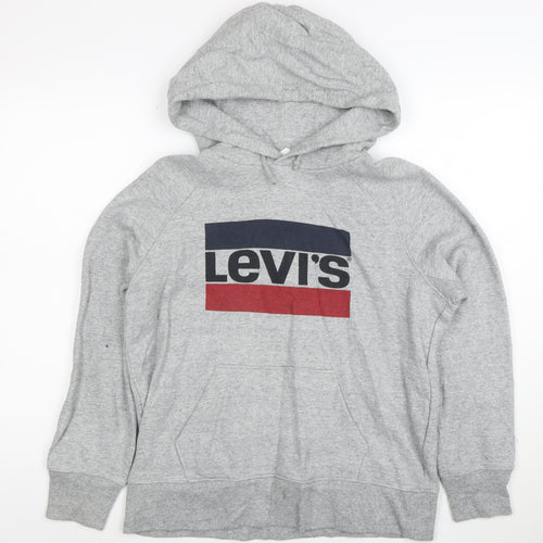 Levi's Men's Grey Logo Pullover Hoodie XS Long Sleeve Fleece