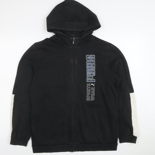 Puma Boys Black Full Zip Hoodie Size 15-16 Years Sportswear Logo
