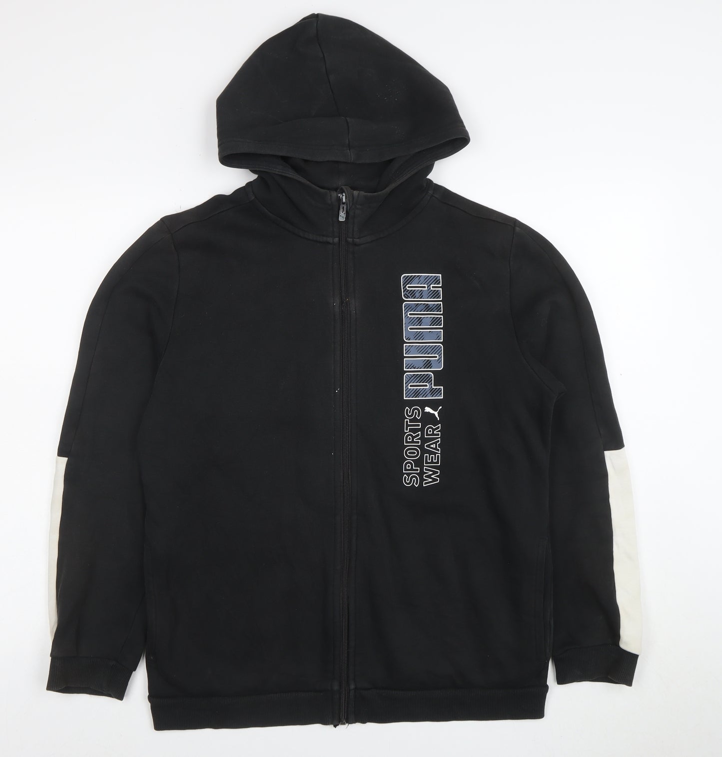 Puma Boys Black Full Zip Hoodie Size 15-16 Years Sportswear Logo