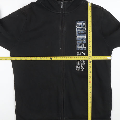 Puma Boys Black Full Zip Hoodie Size 15-16 Years Sportswear Logo