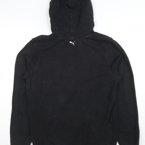 Puma Boys Black Pullover Hoodie Size 16 Graphic Print Cotton Blend