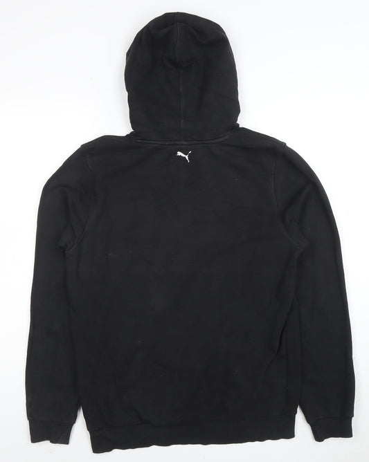 Puma Boys Black Pullover Hoodie Size 16 Graphic Print Cotton Blend