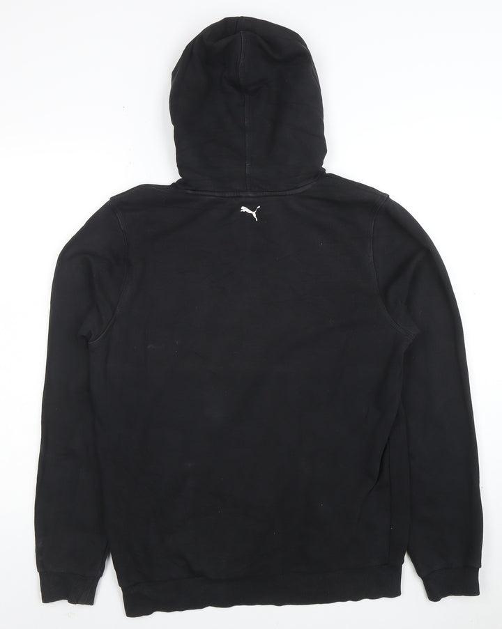 Puma Boys Black Pullover Hoodie Size 16 Graphic Print Cotton Blend