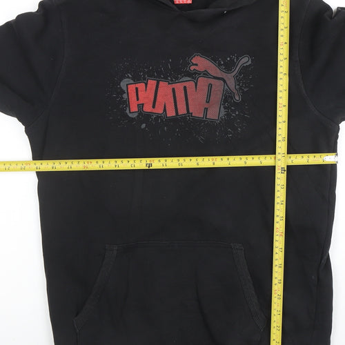 Puma Boys Black Pullover Hoodie Size 16 Graphic Print Cotton Blend