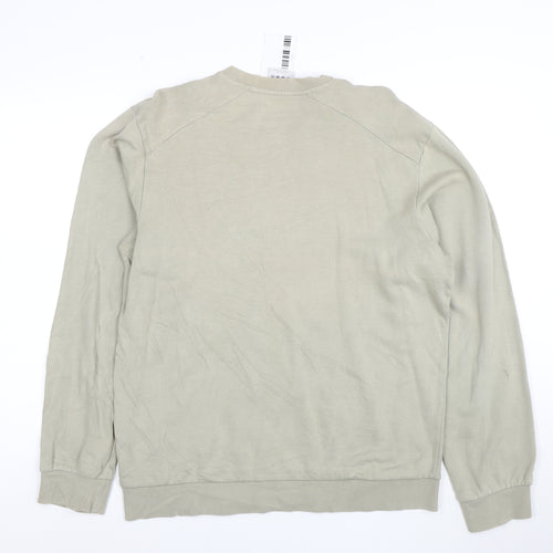 Adidas Men Beige Embroidered Logo Crew Neck Sweatshirt M