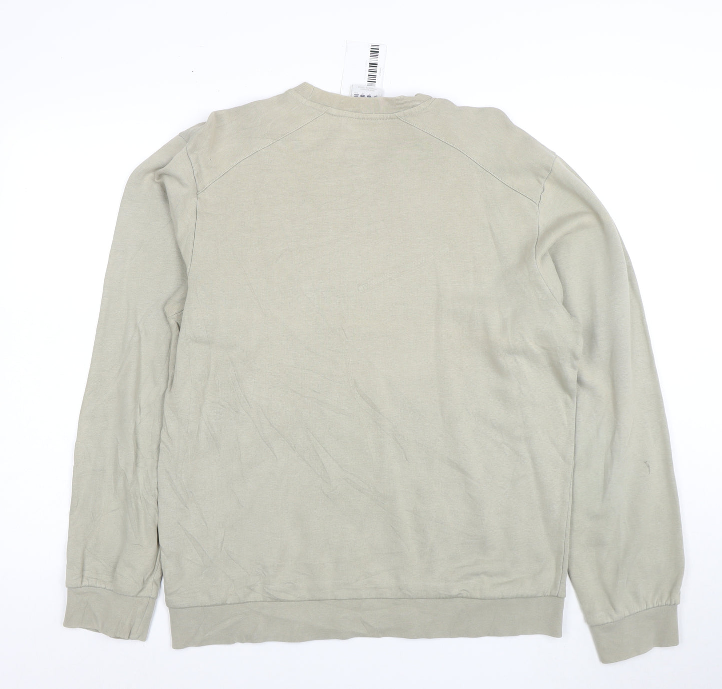 Adidas Men Beige Embroidered Logo Crew Neck Sweatshirt M