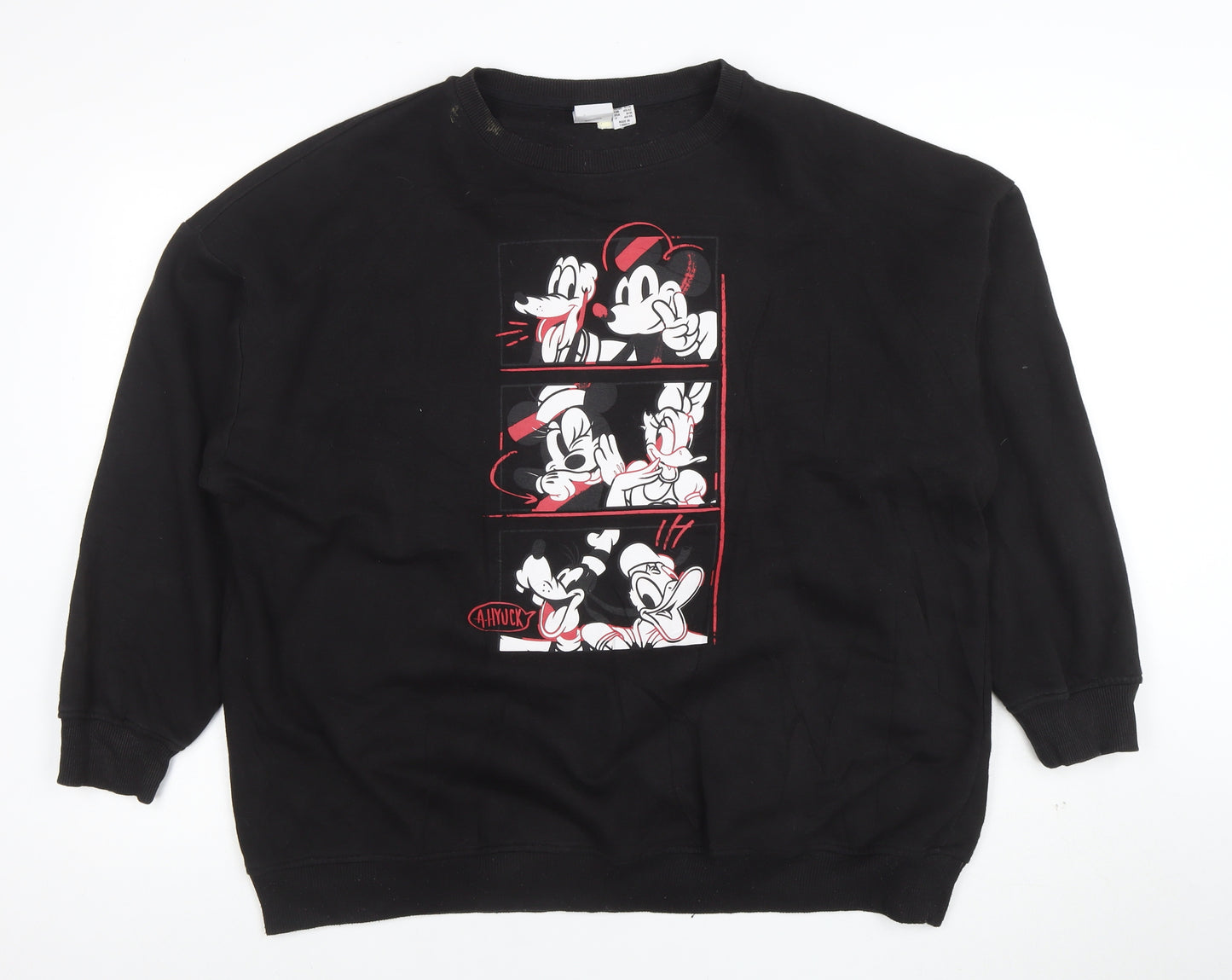 Disney Womens Black Mickey & Friends Graphic Pullover Sweatshirt Size 12/14