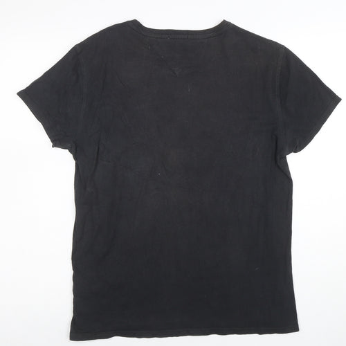Tommy Jeans Men's Black Regular Fit Cotton Crew Neck T-Shirt Size S