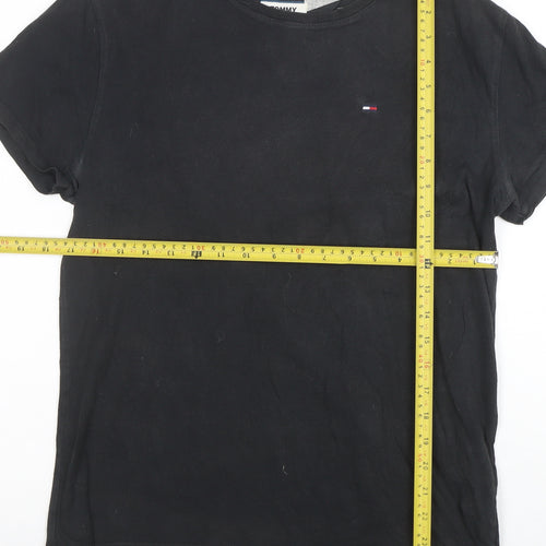 Tommy Jeans Men's Black Regular Fit Cotton Crew Neck T-Shirt Size S