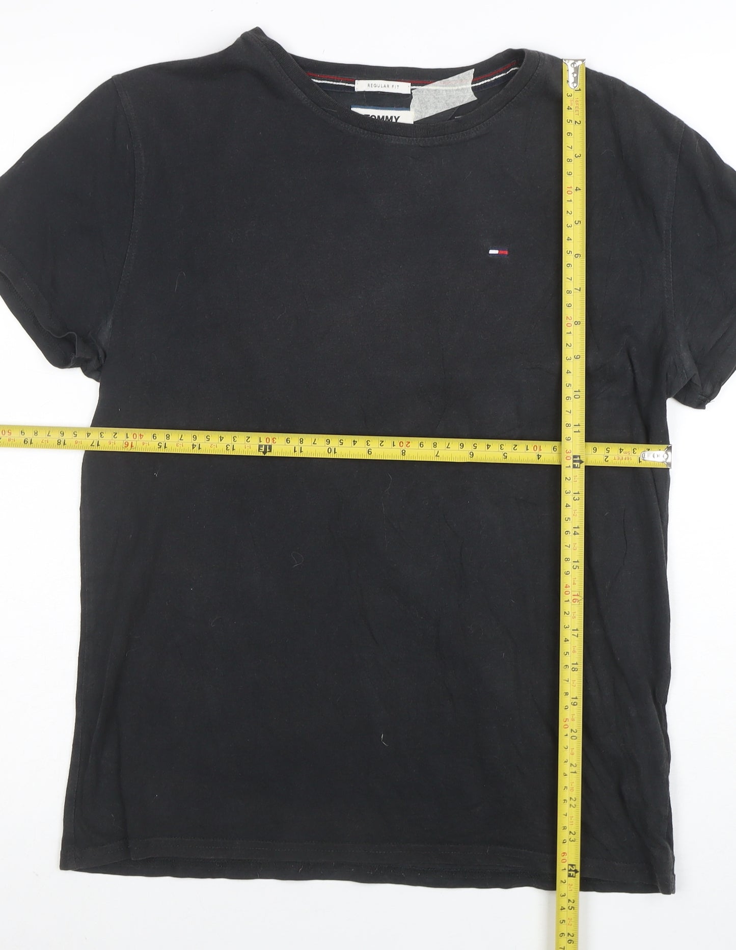 Tommy Jeans Men's Black Regular Fit Cotton Crew Neck T-Shirt Size S