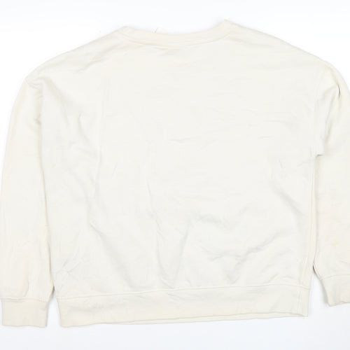 Disney Women Ivory Mickey Mouse Pullover Sweatshirt Size M 12/14