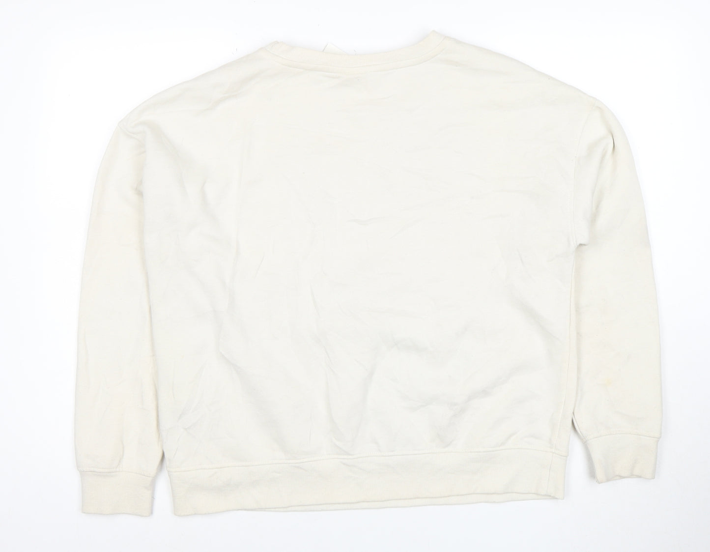 Disney Women Ivory Mickey Mouse Pullover Sweatshirt Size M 12/14