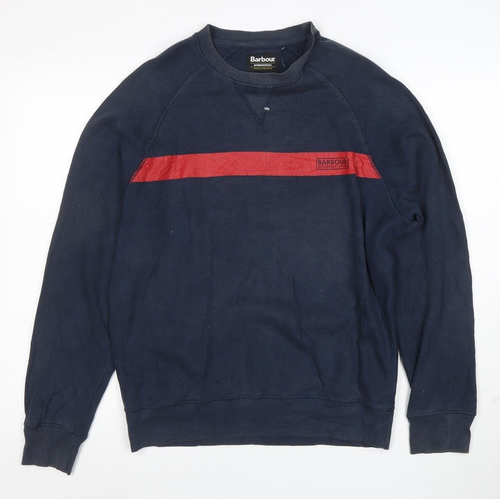 Barbour Men’s Blue Crew Neck Sweatshirt S Pullover Motorcycle Style