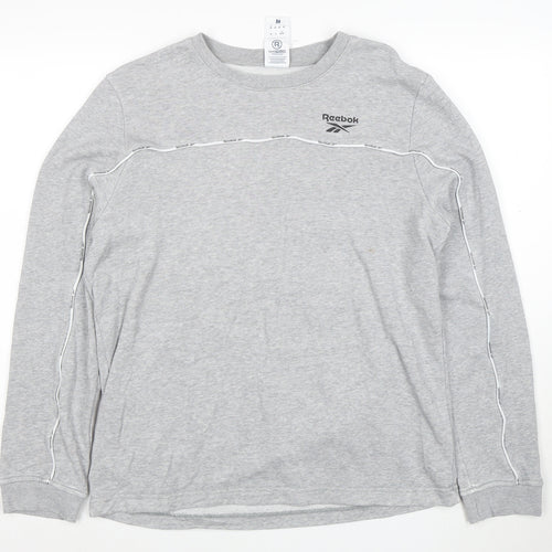 Reebok Men’s Grey Logo Crew Neck Long Sleeve Sweatshirt M