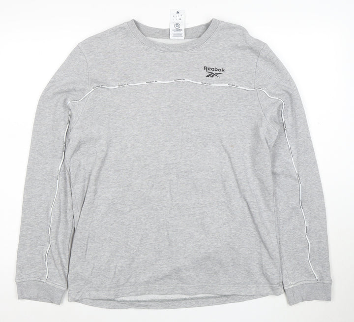 Reebok Men’s Grey Logo Crew Neck Long Sleeve Sweatshirt M
