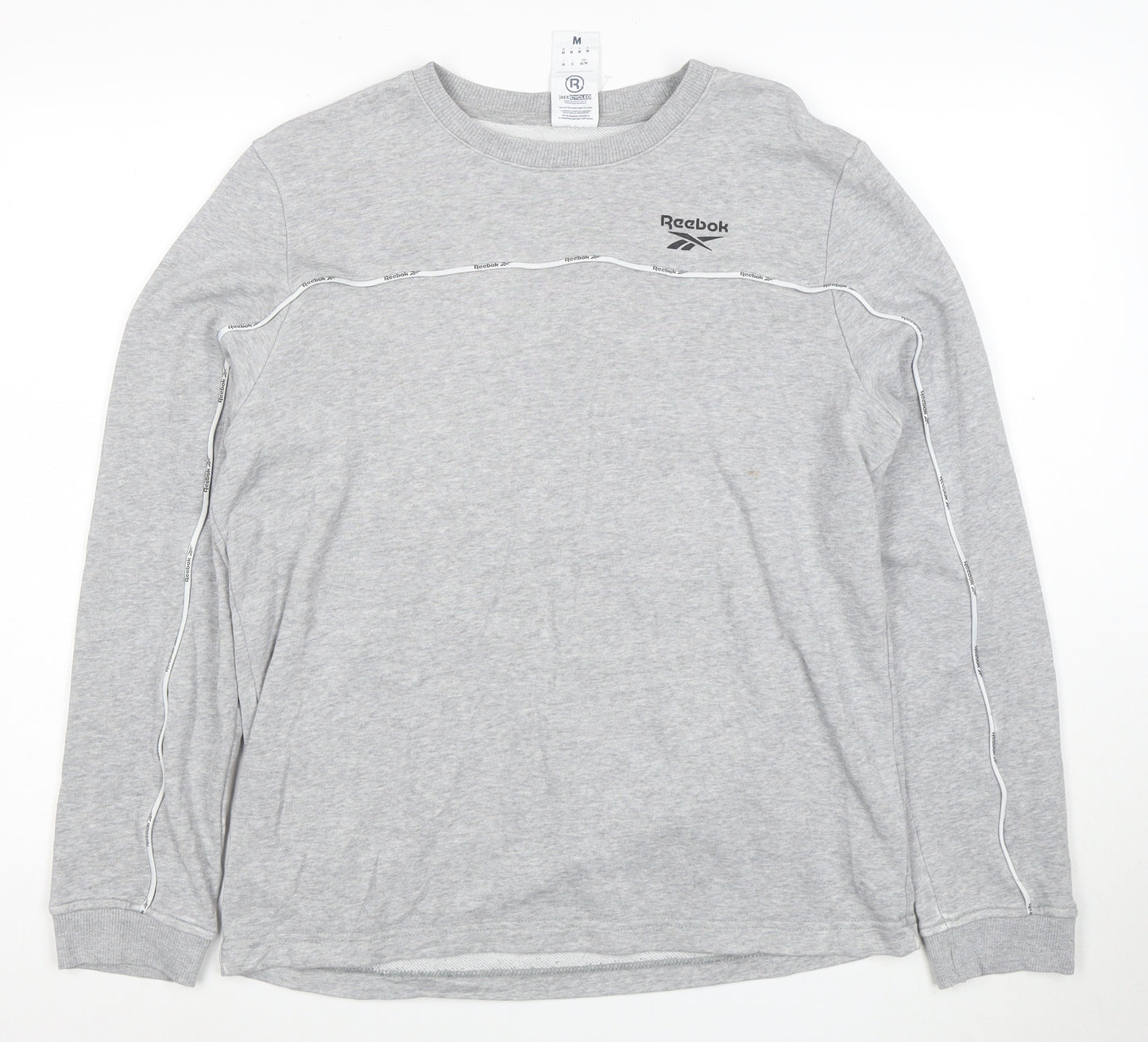 Reebok Men’s Grey Logo Crew Neck Long Sleeve Sweatshirt M