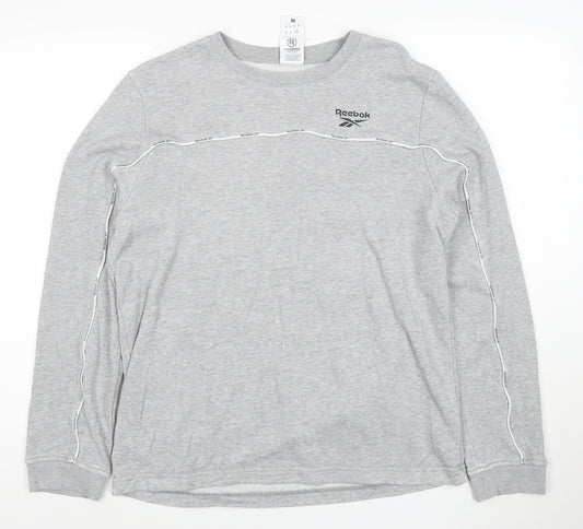 Reebok Men’s Grey Logo Crew Neck Long Sleeve Sweatshirt M