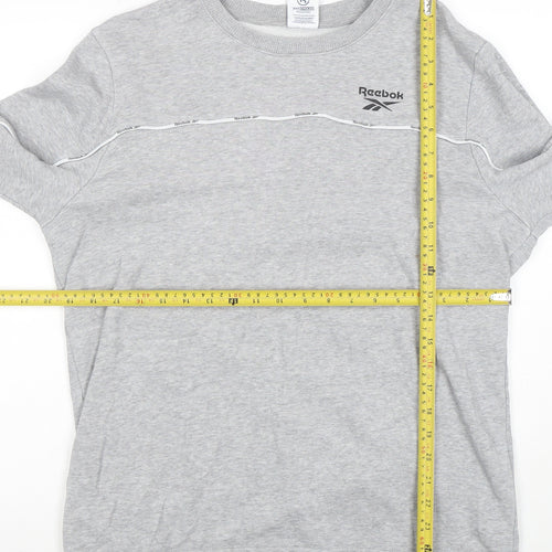 Reebok Men’s Grey Logo Crew Neck Long Sleeve Sweatshirt M