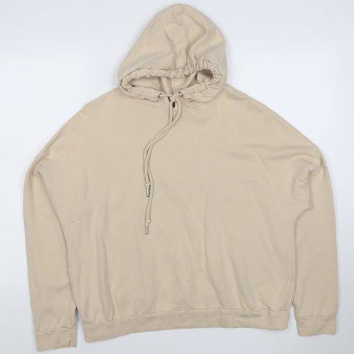 ASOS Design Women Beige Hoodie Size 12 Pullover Cotton Relaxed Fit