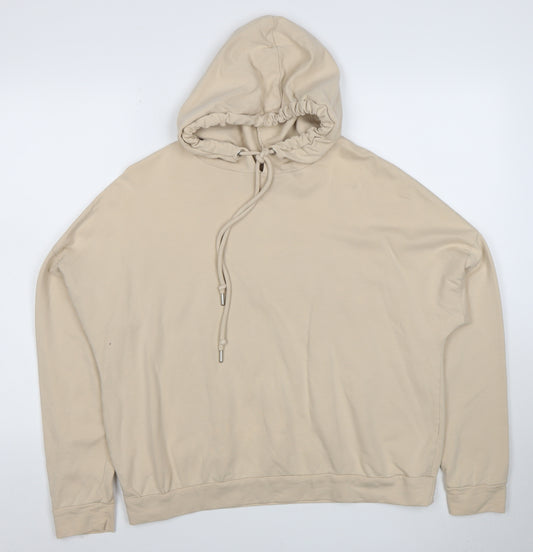 ASOS Design Women Beige Hoodie Size 12 Pullover Cotton Relaxed Fit