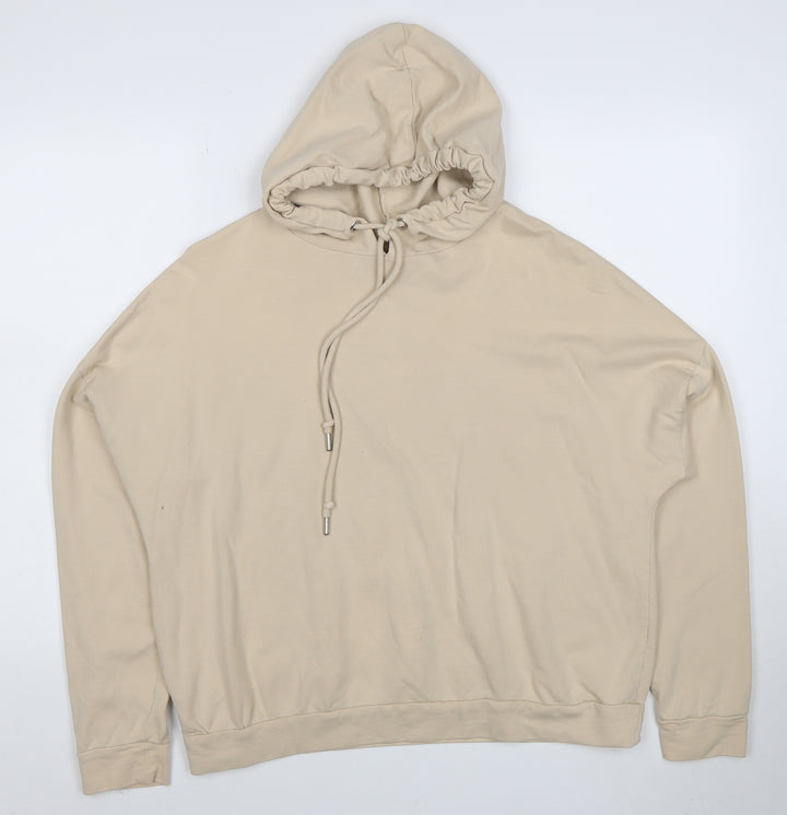 ASOS Design Women Beige Hoodie Size 12 Pullover Cotton Relaxed Fit
