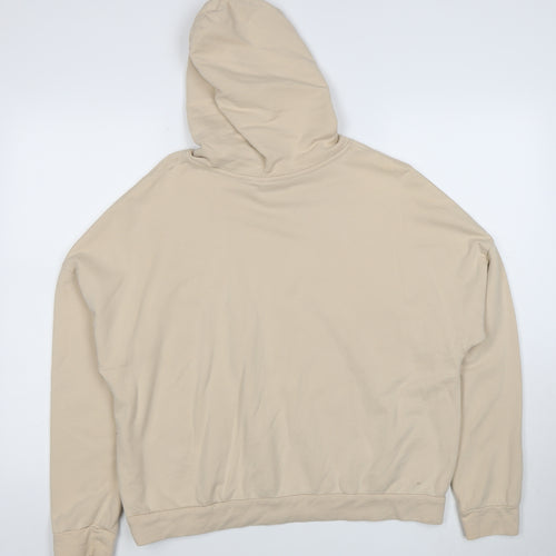 ASOS Design Women Beige Hoodie Size 12 Pullover Cotton Relaxed Fit