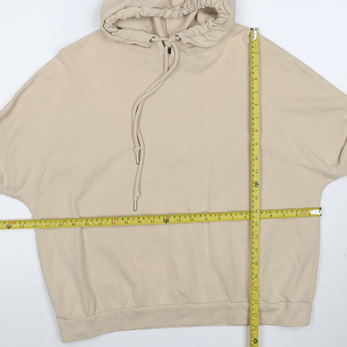ASOS Design Women Beige Hoodie Size 12 Pullover Cotton Relaxed Fit