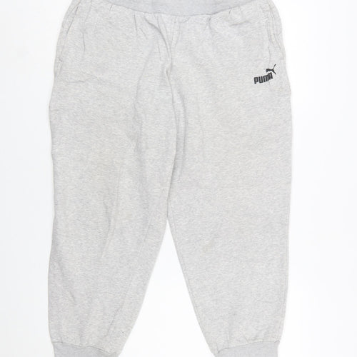 Puma Womens Grey Jogger Sweatpants L Cotton Blend