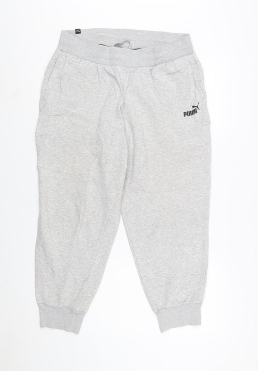 Puma Womens Grey Jogger Sweatpants L Cotton Blend