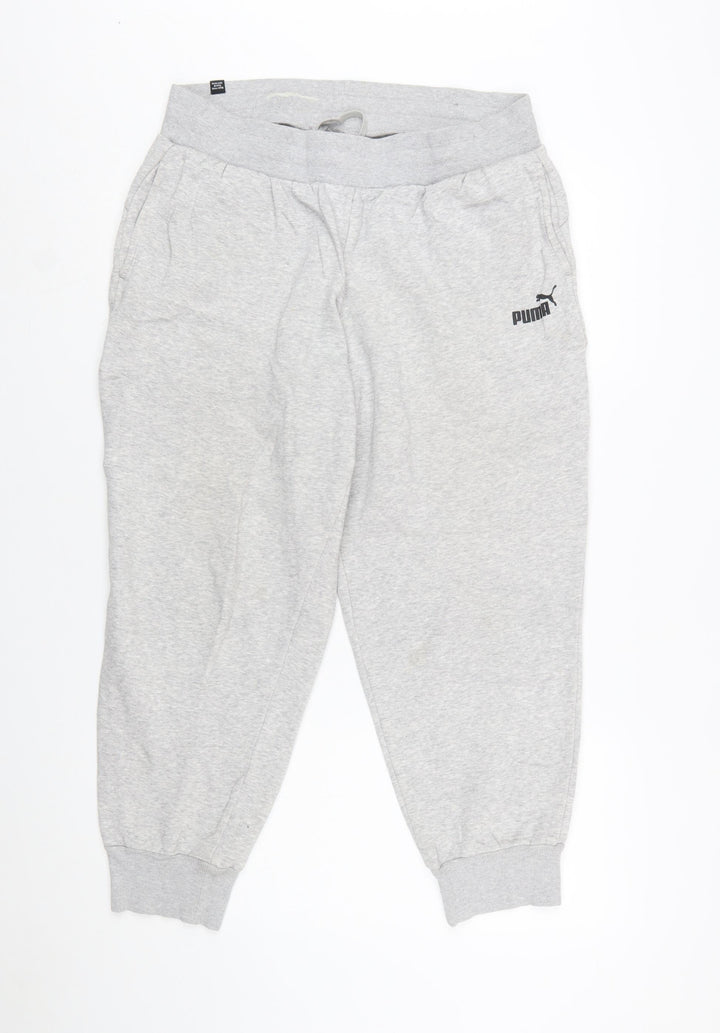 Puma Womens Grey Jogger Sweatpants L Cotton Blend