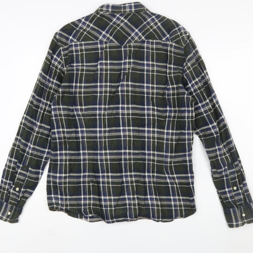 Lee Men's Green Check Slim Fit Flannel Long Sleeve Button-Up Shirt Size M