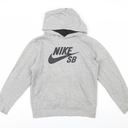 Nike SB Boys Grey Pullover Hoodie 12-13 Years Lined Cotton Blend