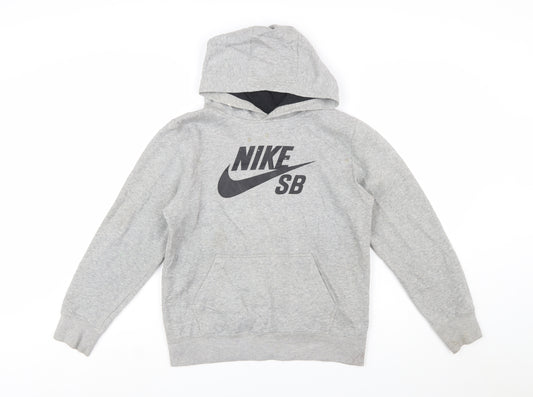 Nike SB Boys Grey Pullover Hoodie 12-13 Years Lined Cotton Blend