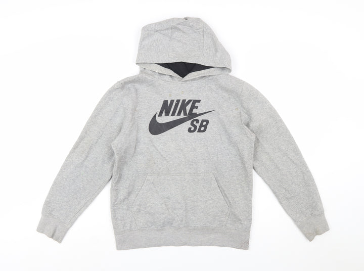 Nike SB Boys Grey Pullover Hoodie 12-13 Years Lined Cotton Blend