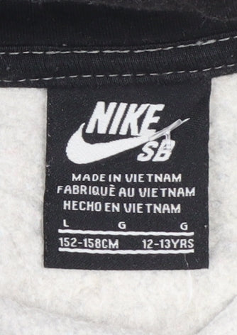 Nike SB Boys Grey Pullover Hoodie 12-13 Years Lined Cotton Blend